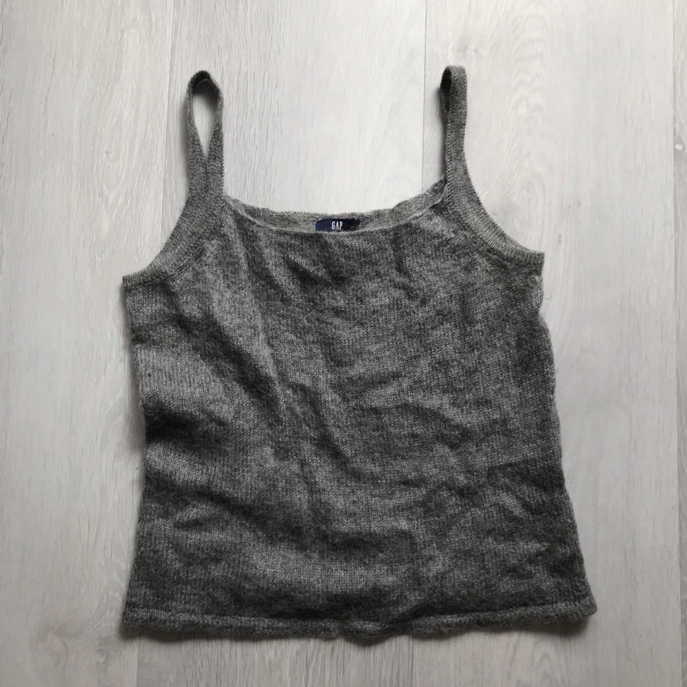 GAP GRAY MOHAIR CAMISOLE SCOOPED NECK TANK TOP WOMENS MEDIUM